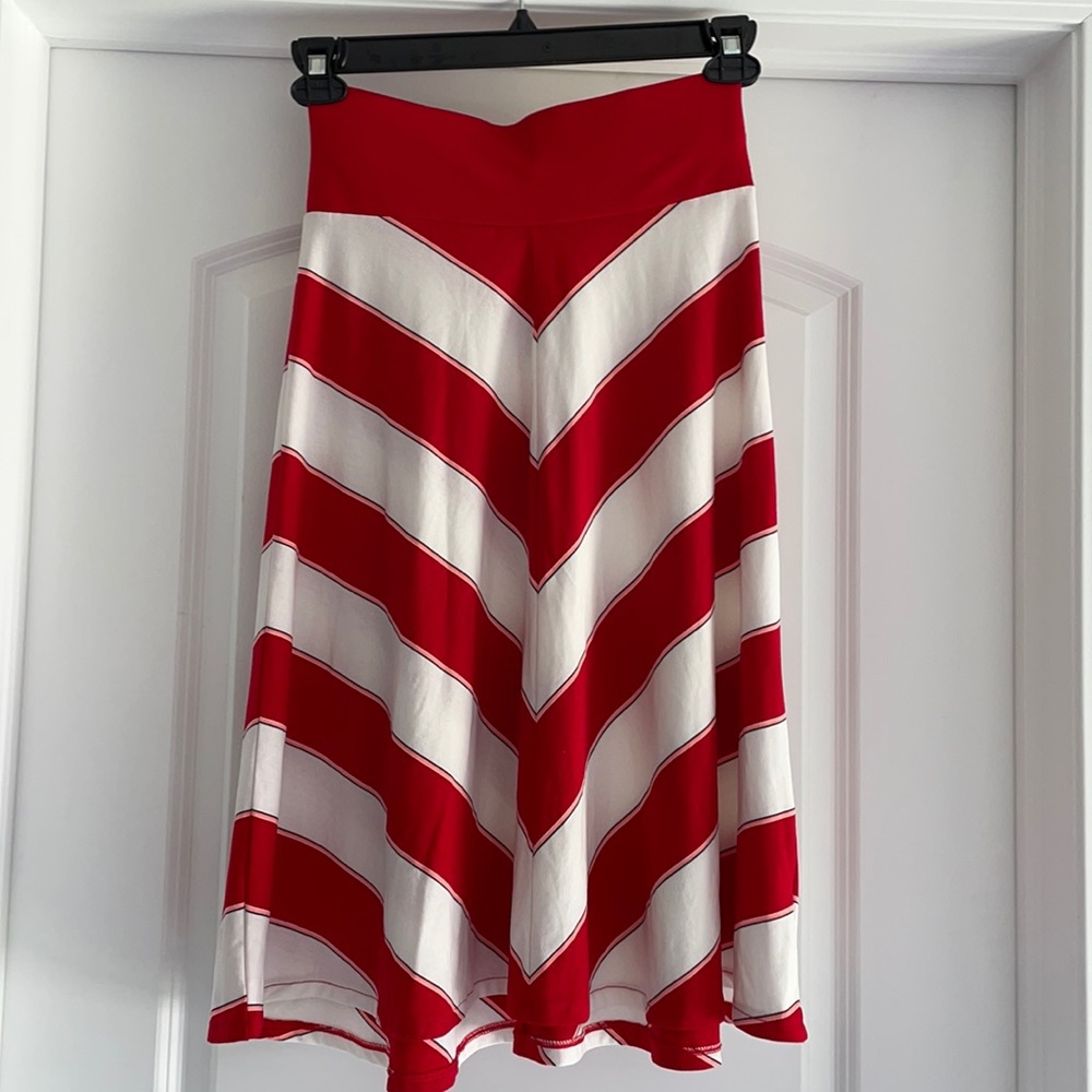 Midi Circle Skirt Red Chevron XS
